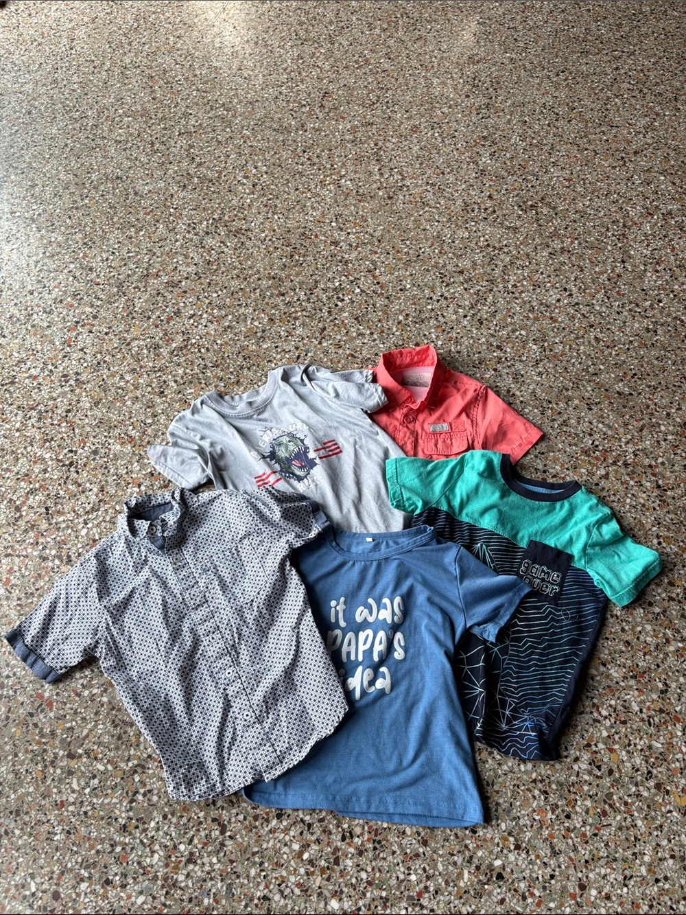 Boys lot Short-Sleeve Shirt Pack - Blue, Teal, Coral, Gray, Navy size 5/6
